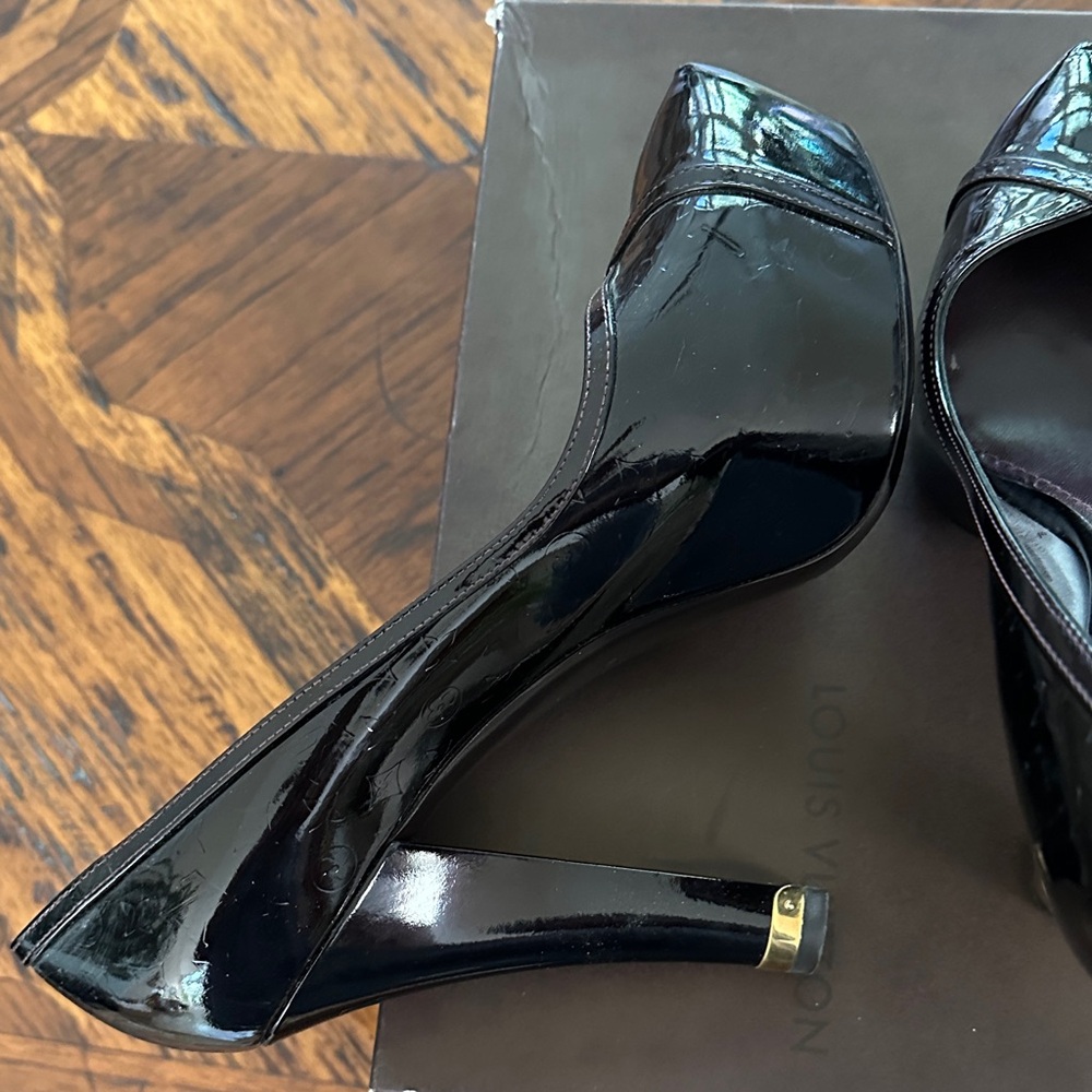 Louis Vuitton Elegant Amarante - Black/Purple High Heels Sz 38.5 - Picture 7 of 13